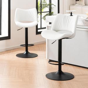Rowill Bar Stools Set of 2 Modern Counter Height Barstools Swivel Adjustable White Faux Leather Bar Chairs for Kitchen Island with Back and Metal Base Rowill Bar Stools Set of 2 Modern Counter Height Barstools Swivel Adjustable White Faux Leather Bar Chairs for Kitchen Island with Back and Metal Base