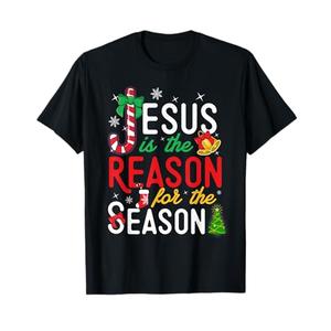 Jesus Is The Reason For Christmas Christian Xmas Stocking T-Shirt Black L