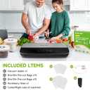 Food Sealer Vacuum Sealer-Tempered Glass Stainless Steel panel, LED Touch Control, Digital Display, Pulse/Moist/Dry/Seal/External Suction Modes, Includes 30 Vacuum Bags & Built-in Cutter (Black Gray)