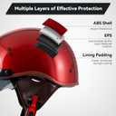 DOT Approved Motorcycle Half Helmet for Adults, Lightweight Retro Open Face Half Shell Helmet for Cruiser Scooter Chopper Moped Street Bike, Men Women Universal Casco (Red, XL)