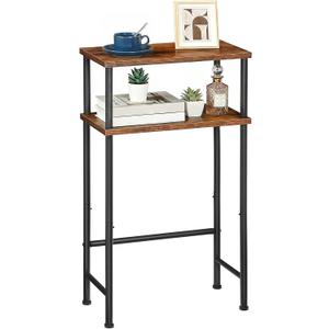 HOOBRO Narrow Console Table for Small Space, 15.7" Entryway Table with Storage, Sofa Table with 2 Shelves, Skinny Console Table for Entryway, Hallway, Living Room, Rustic Brown and Black BF40XG01