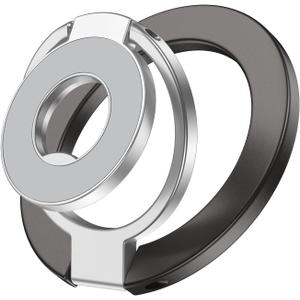 Magnetic Phone Ring Holder for MagSafe, 360 Rotation Cell Phone Grip Stand Finger Ring Kickstand Two-Sided Magnet for Samsung Galaxy S26 S25 Ultra iPhone 17 Pro Max 16e 16 Pro Max MagSafe Accessories (gray)
