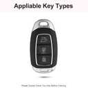 for Hyunda Key Fob Cover with Keychain, Black Genuine Leather Crystal Key Case Protection Shell Compatible with 2022 2021 2020 Hyunda Sonata Santa fe Tucson Keyless Entry 5 Buttons Smart Key