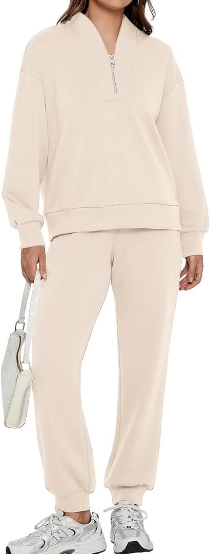 ANRABESS Womens 2 Piece Outfits Sweatsuits Oversized Zip Up Sweatshirt Jogger Sweatpants Tracksuit Sweat Lounge Matching Set XL
