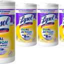 Lysol Dual Action Disinfectant Wipes, Multi-Surface Antibacterial Scrubbing Wipes, Dorm Room Essentials, Citrus Scent, 75ct (Pack of 4)