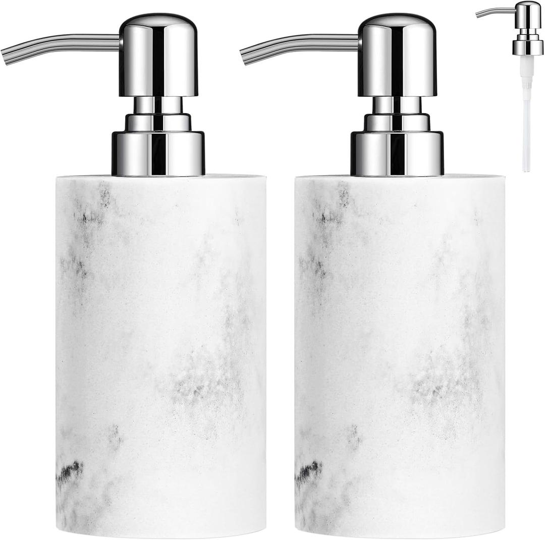 Luxspire Soap Dispenser, Hand Soap Dispenser with Replacement Pump Head, Refillable Lotion Holder, Pump Bottle for Bathroom, Kitchen, 10.8oz/320ml, Gravel White, 2 Pack