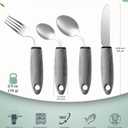4-Piece Adaptive Utensils Set - 42° Angled Parkinsons Utensils, 2.5 oz Weighted Utensils for Hand Tremors and Parkinsons Patients, Weighted Silverware for Hand Tremors (Grey: Right-Handed)