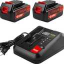 TREE.NB 2Packs 6.0Ah 20v Lithium Battery Replacement for Black and Decker with Battery Charger Compatible with LBXR20, LBXR20B, LBXR20-OPE, LBXR2020, LBXR20, LB20, LBX20, LB2X4020 Cordless Tool