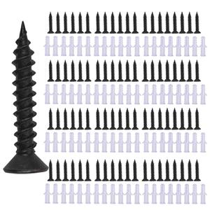 M4 Black Wood Screws Kit 80  pcs Phillips Flat Head Self-Tapping Drywall Screws Assortment with Screw Anchors Set for DIY Projects and Electronic Accessories