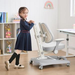 ERIYA Kids Desk Chair, Ergonomic Chair: Height-Adjustable, Double Back Support Multifunctional for Study/Work/Dining | Ideal for Kids, Petite Adults Ultra-Comfy (Bedrooms, Schools, Offices)(Grey)