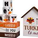 Thanksgiving Decorations Turkey Faux Books, 8 Pcs Fall Tiered Tray Decor Book Stack Wooden Signs, Farmhouse Rustic Wooden Decor for Home Kitchen Office