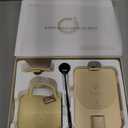 Coffee Mug Warmer & iKago Mug Set, Temperature Control Smart Heated Mug for Desk, Electric Coffee Warmer with Auto Shut Off & Real-Time Temp Display, Gifts for Men Women, 15oz Ceramic Mug (Beige)