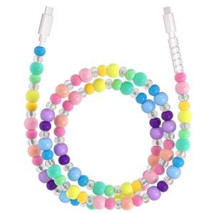 USB C to USB C Cable 3FT Colorful Candy Beaded USB Type C Cable for iPhone 17 16 15 Plus Pro Max 17 Air 16E iPad 10th A16 Pearl Type C Car iPhone Charger Fast Charging Cable for Samsung Galaxy S25 S24