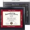 GMFrames 11x14 Diploma Degree Frame with Red Mat or Display 15x18 Certificates without Mat,Solid Wood,Black Finish with Intricate Black Rope Detail,UV Protection Acrylic