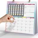 Kids Monthly Planner with 42 Event Stamps, Reusable Desk Calendar | Undated Desktop Planner, Replaceable Pages, Date Display Stamps Box, For Habits, Journaling & Family Planning, 11.8"W x 11.8"H