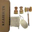 8 Pieces Dish Brush Set, Kitchen Cleaning Set,with Pot Brushes and Cleaning Cloths, Wooden Handle Scrubbers for Kitchen Cleaning Dishes, Pans, Bottles, Pots, Vegetables