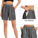 Women's Lounge Athletic Shorts with Pockets, 6.1" Sweat Shorts Women, Summer Casual Elastic Walking Running Shorts (Gray, XXL)