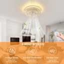 Fandelier Ceiling Fan with Lights and Remote Control Dimmable Crystal Ceiling Fan LED 3 Color 6 Speeds Chandelier Fan Bedroom Kitchen Living Room