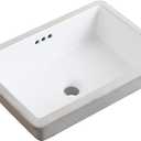20 Inch Undermount Bathroom Sink Rectangular Undermount Sink White Ceramic Under Counter Bathroom Sinks with Flat Overflow Type (19.8"x 13.7")