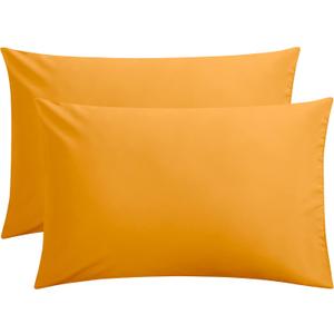 FLXXIE Microfiber Pillow Cases Queen Size Set of 2, Soft Pillowcases with Envelope Closure, Wrinkle Resistant Pillow Covers, 20x30, Ginger Yellow