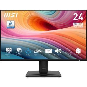 MSI PRO MP242A E2 24-inch IPS 1920 x 1080 (FHD) Gaming Office Monitor, 120Hz, Adaptive-Synch, HDR Ready, HDMI, VGA Port, Display Port,VESA Mountable, Tilt, Speaker, 4-Side Slim Bezel,1ms, Black