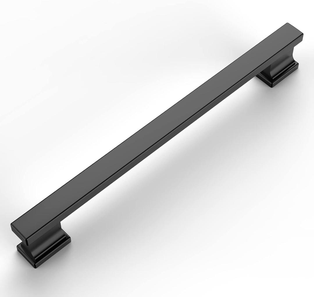 Amerdeco 10 Pack Matte Black Cabinet Pulls 7 Inch Hole Centers Kitchen Cabinet Handles Cabinet Hardware Kitchen Handles for Cabinets Cupboard Handles Drawer Pulls ZH00013