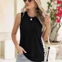 Kistore Womens Summer Tank Tops Sleeveless Crew Neck Pleated Blouse Shirts Fashion Clothes 2025 (Black, M)