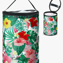 Beach Gifts Heavy Duty Clear Lotion Toiletry Bags for Travel Sunscreen Makeup Cosmetic Pouch Cylinder Bag Waterproof Portable Trip Bag with Handle Zipper(Hibiscus Flowers)