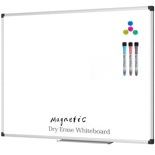 XBoard Magnetic Dry Erase Whiteboard 48 x 36 Inch, 4' x 3' Premium White Board for Wall with Marker Tray, Silver Aluminum Frame Presentation Board for Home Office Classroom