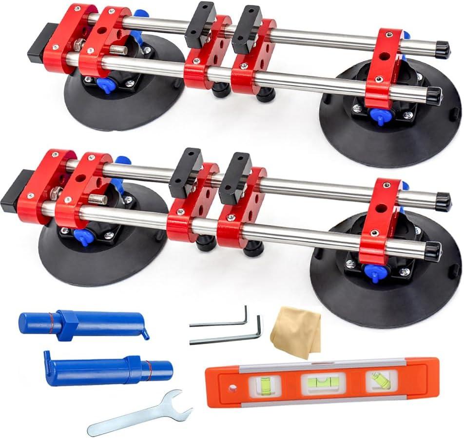 2 PCS Seam Setter Tool with 6 Inch Vacuum Suction Cups Granite Seam Setter Joining & Leveling Aid for Solid Countertops, Quartz Slabs, Granite, Marble, and Tile Gap Regulation