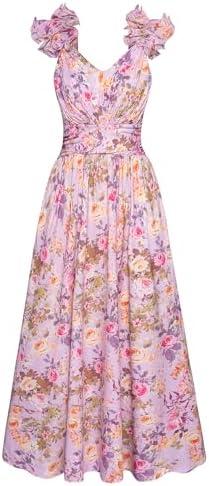 GRACE KARIN 2025 Women's Summer Floral Print Dress Sleeveless Casual Flowy Sundress A Line Ruffle Wedding Guest Outfit L GRACE KARIN 2025 Women's Summer Floral Print Dress Sleeveless Casual Flowy Sundress A Line Ruffle Wedding Guest Outfit L