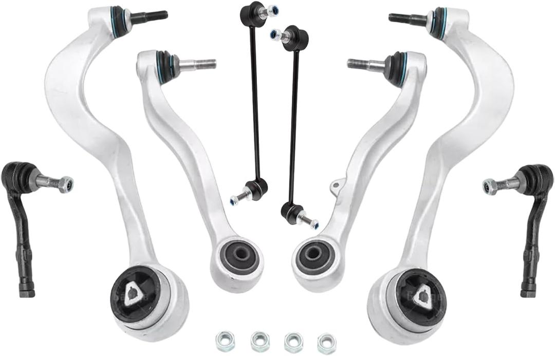Front Lower Control Arm with Ball Joint Sway Bar Link Outer Tie Rod End Compatible with BMW 525i 2006-2007, 528i 2008-2010, 530i 2006-2007, 535i 2008-2010, 545i 2004-2005, 550i 2006-2010,8Pcs