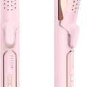 Terviiix Soft Air Styler Hair Straightener & Curler, Titanium Flat Iron for Travel, Straightening Iron with Cooling Air Vents to Lock in Style, 5 Adjustable Temp, Auto Shut Off, Dual Voltage, Pink