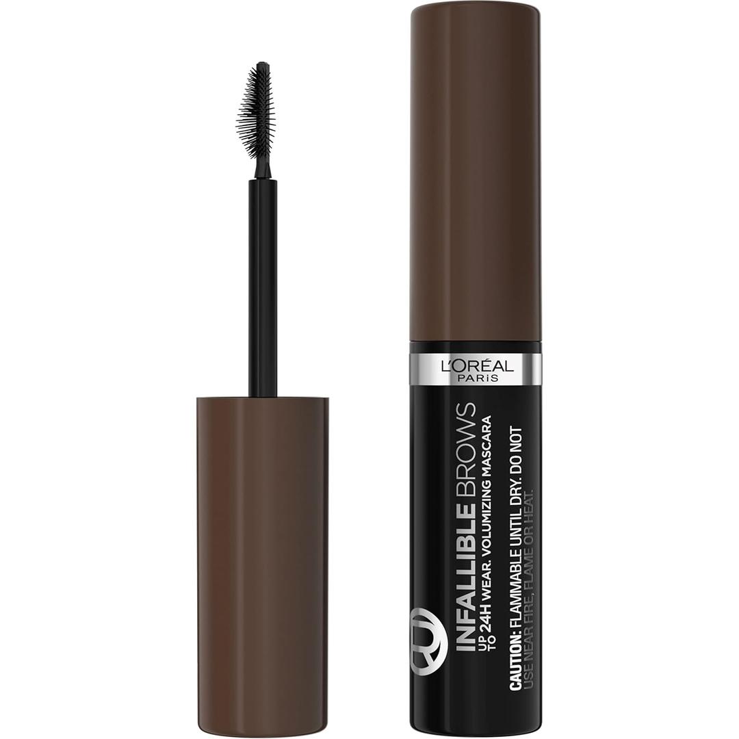 L'Oreal Paris Infallible Volumizing 24H Wear Brow Mascara, Long Lasting Eyebrow Makeup for 2X Fuller Eyebrows, 4.0 Dark Brunette, 0.13 Fl Oz