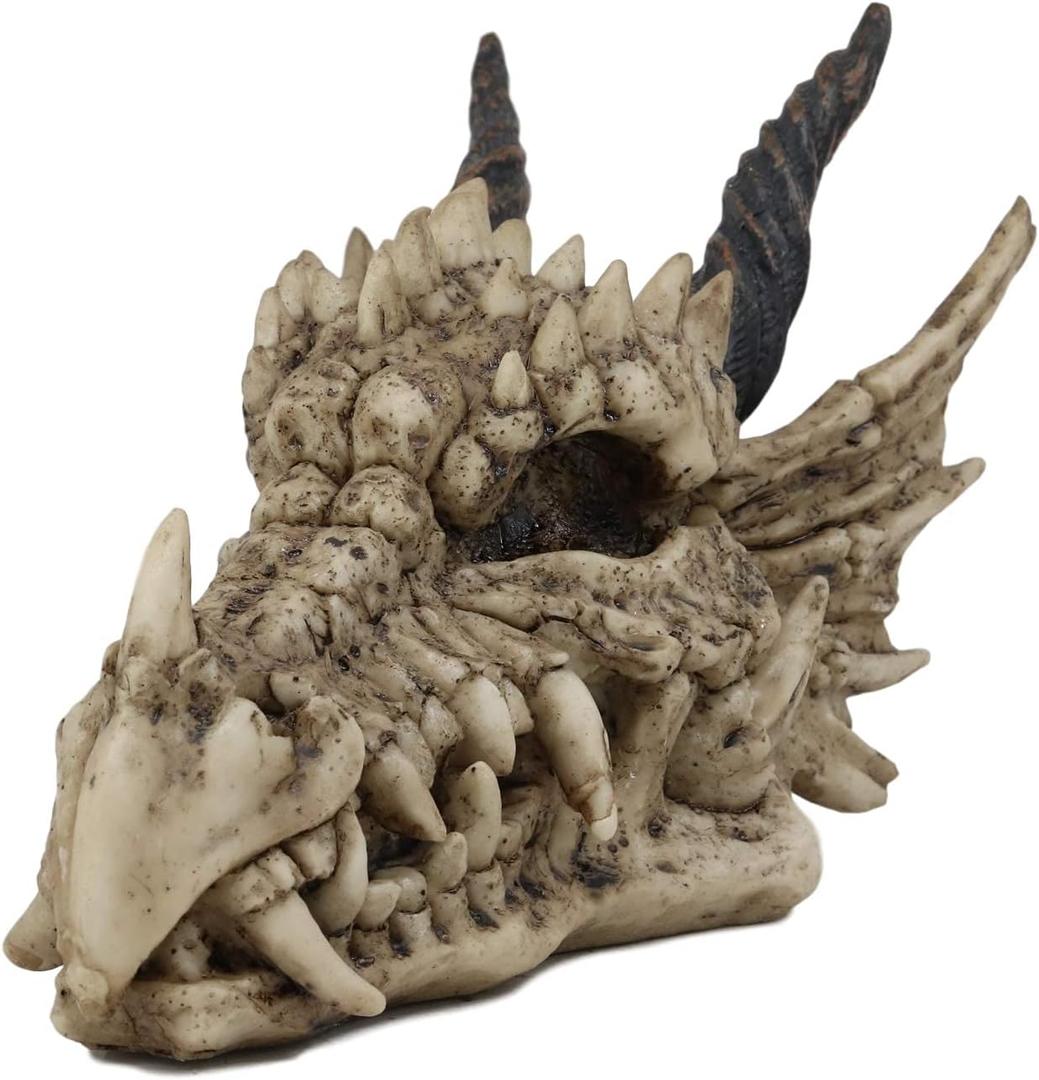 Ebros Gift Jurassic Beowulf Elder Dragon Head Skull Realistic Fossil Statue 7.75" Long Miniature Figurine Might and Magic for Medieval Fans Game of Thrones Lovers Dungeons and Dragons Fantasy Decor