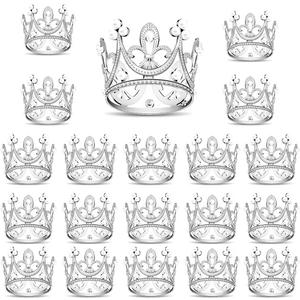 20 Pcs Crown Cake Topper Tiny Crown Tiara Cake Ornaments Mini Baby Crown Cake Cupcake Decoration for Baby Shower Princess Themed Birthday Wedding Party (sliver)