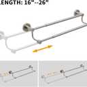 BESy Adjustable 16-26 Inches Double Bath Towel Bar for Bathroom SUS304 Stainless Steel Towel Holder, Hotel Style Wall Mount with Screws Hand Towel Bar Towel Rack Rod Hanger, Brushed Nickel Finish
