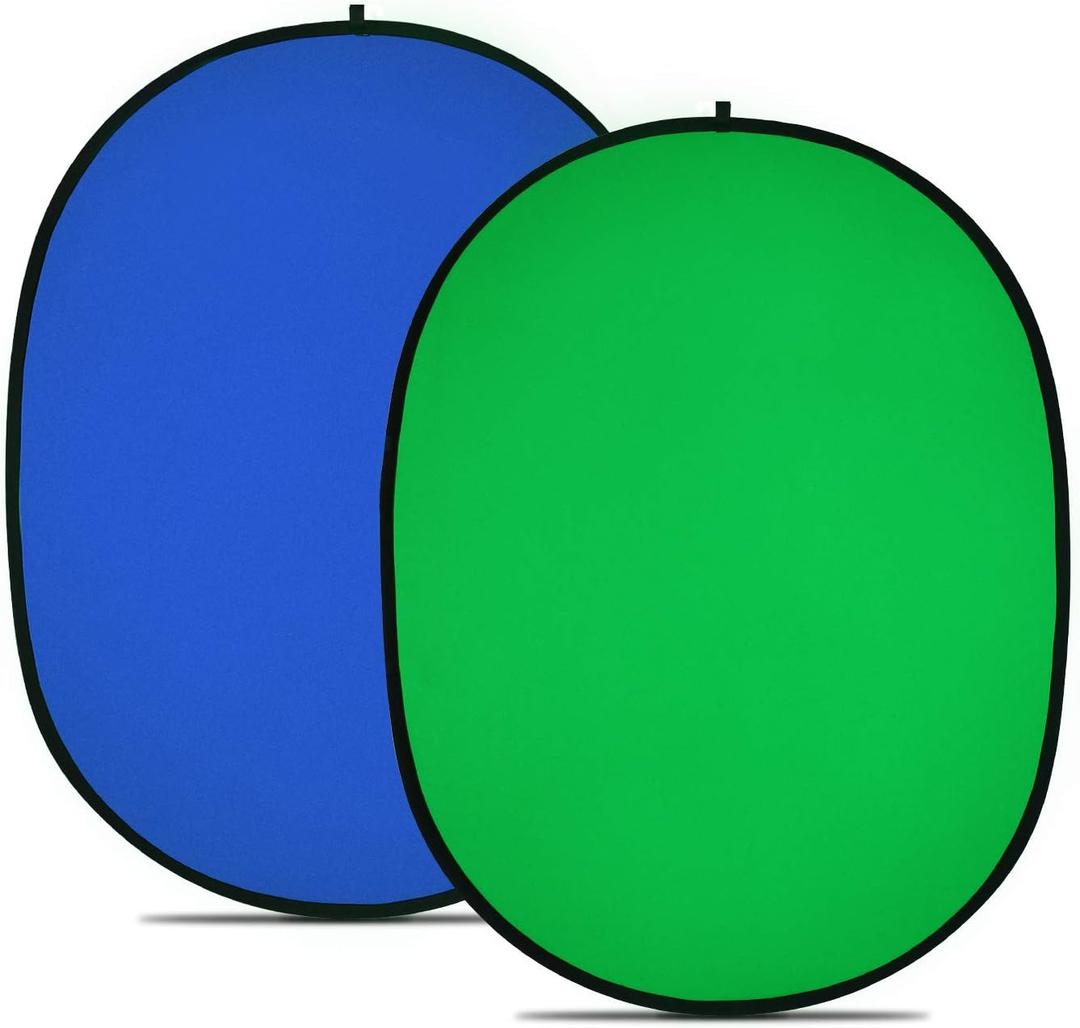 NEEWER Chromakey Backdrops, Double Sided Green Screen and Blue Screen, 2 in 1 Collapsible and Reversible Background for Photography, Gaming and Live Streaming, 5'6.6'/1.5m2m (Green/Blue)