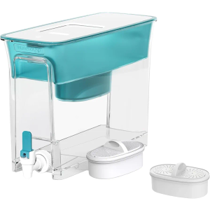 Waterdrop Slim Water Filter Dispenser for Fridge, Large Capacity, 35-Cup, 200-Gallon Long-Life, 5X Lifetime, Reduces Chlorine, PFOA/PFOS and More, BPA Free, Turquoise (with 2 Filters)