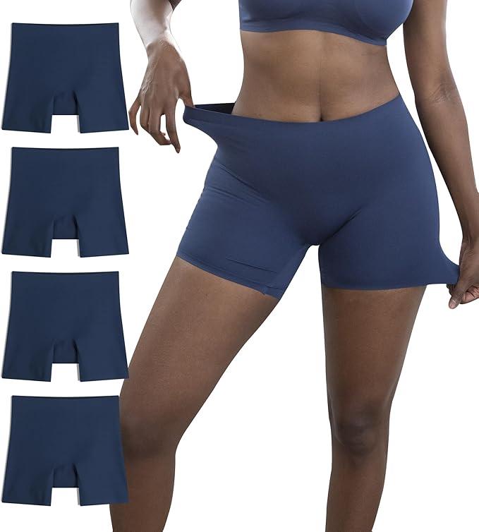 MALAMUTE Womens's Super spandex Seamless Slip Shorts boxer brief Underwear No Show Panties 4Pack 1323 (Medium)