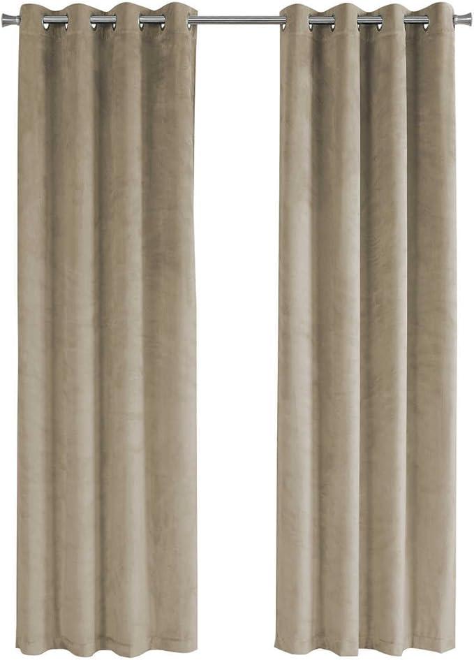 Monarch Specialties Curtain Panel Room Darkening, Velvet 84"H Taupe