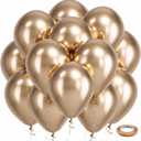 Bezente Metallic Champagne Gold Balloons Latex Party Balloons - 100 Pack 12 inch Round Helium Chrome Champagne Gold Balloons for Wedding Birthday Bachelorette Floral Party Decorations