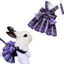 Rabbit Harness and Leash for Walking Escape Proof - Cute Skirt Mesh Breathable Bunny Vest Harness Outdoor Camping Hiking Training - Also Suit for Ferret Kittn Puppy Small Animals (X-Small,Purple)