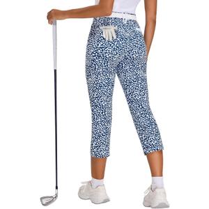 Soneven Womens 4-Way Stretch Ankle Golf Pants 7/8 Casual Dress Work Athletic Travel Workout Sweatpants with 5 Pockets (Small, Leopard)