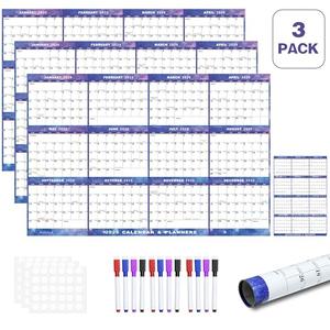 3pcs 32" x 48" 2026 Wall Calendar Dry Erase - Large Starry Sky Calendar Wet & Dry Erasable Laminated 12 Month Annual Yearly Planner, Reversible, Horizontal/Vertical (2026 Wall Calendar)