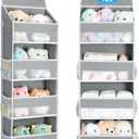 Yecaye 2 Pack 4 Tier Over the Door Organizer, 35.2lbs Load Toy Stuffed Animal Storage, Swing-proof Hanging Bathroom Organizers and Storage for Nursery Baby Essential Stuff Dorm Room Essentials, Grey