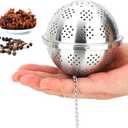 Spice Ball Extra Large For Cooking, Seasoning Ball, Spice Infuser, Tea Ball Filter, With Extended Chain Hook For Enhancing Soups, Stews, Cider, Wine, And Especially Brewing Large Quantities Of Tea (3.74inch)