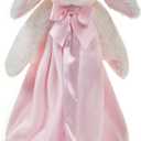 Bearington Baby Bunny Snuggler - 15" Pink Infant Security Blanket with Satin Trim and Plush Rabbit Head - Soft Cuddly Lovey for Girls and Newborns - Comfort Blanket Gift for Christenings and Showers