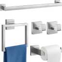Gypie 24-Inch Extended Towel Bar Set Wall Mounted, Bathroom Accessory Set Brushed Nickel 5-Pieces Bathroom Hardware Set