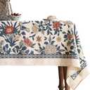patdrea Designer Small Blue Tablecloth for Square Table,Vintage Linen with Leaves and Floral Pattern Tablecloths,Farmhouse Decor Cover for Kitchen Dining,Christmas,Thanksgiving,55"x55"-Ivar a